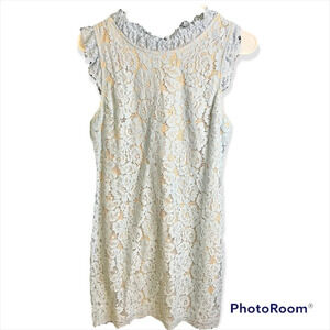 Hidden Label Powder blue and Cream lace Above the Knee Dress, Women’s Size Large